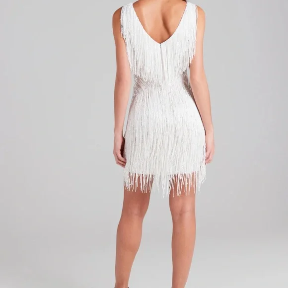 Nadine Merabi Elegant White Fringe Dress - Picture 3 of 9